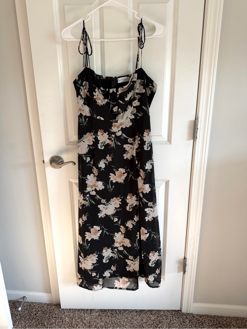 Petal & Pup Black Floral Midi Dress - Size 12